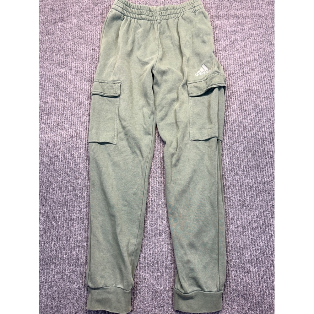 Adidas Womens Sage Green Fleece Cargo Joggers Sweatpants Small